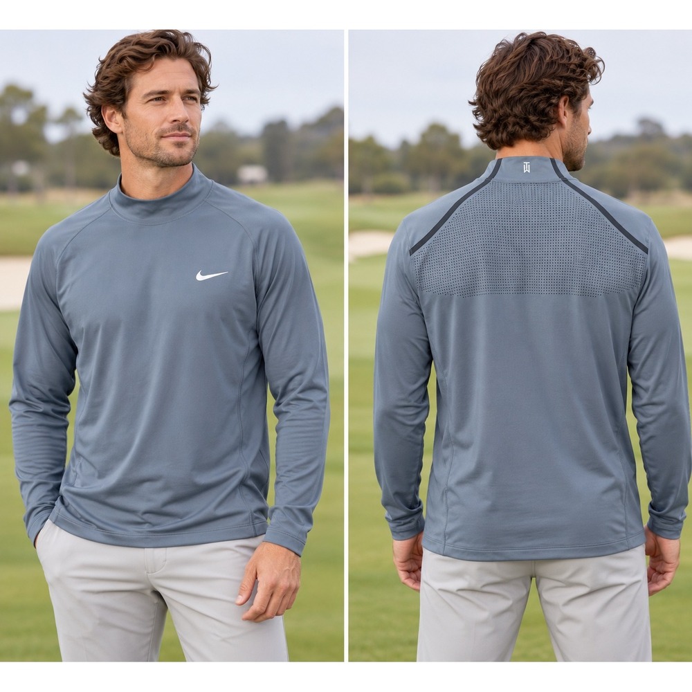Nike Tiger Woods Collection Dri-FIT Golf Mock Neck Pullover Gray XL